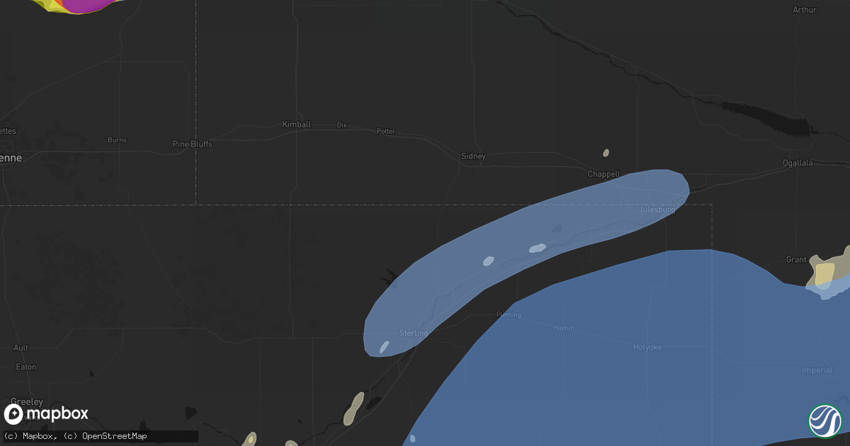 Hail map in Peetz, CO on June 8, 2026
