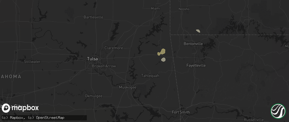 Hail map in Peggs, OK on June 8, 2026