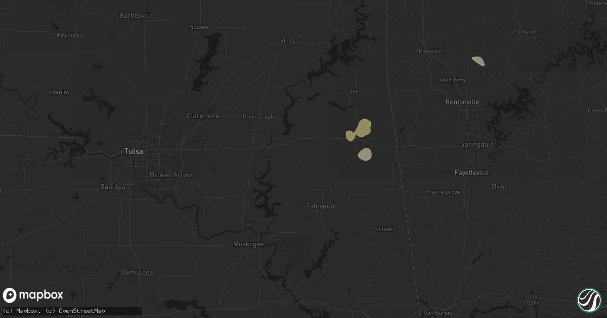 Hail map in Peggs, OK on June 8, 2026