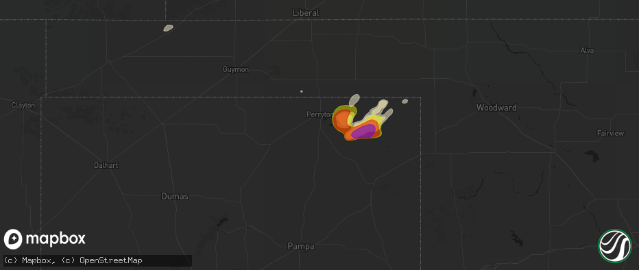 Hail map in Perryton, TX on June 8, 2026