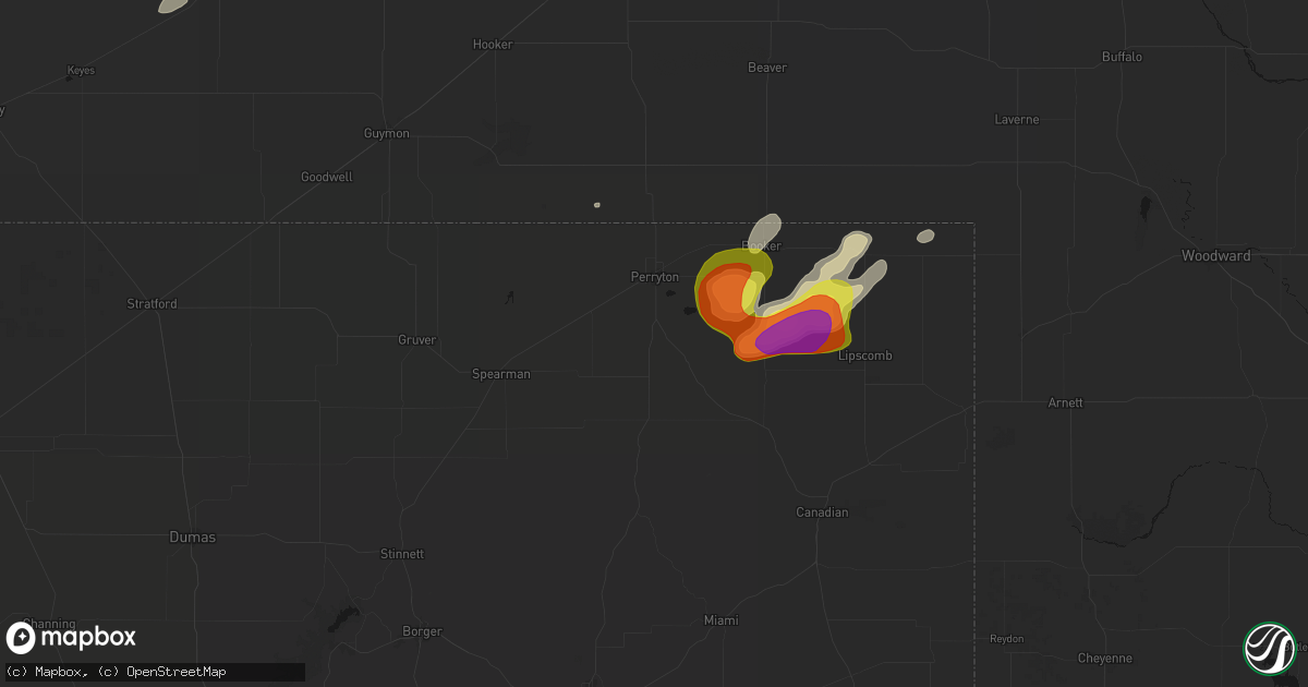 Hail map in Perryton, TX on June 8, 2026