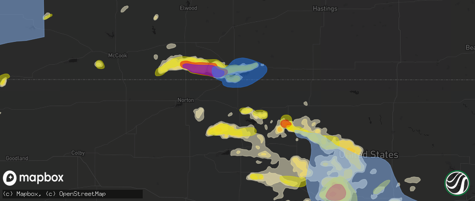 Hail map in Phillipsburg, KS on June 8, 2026