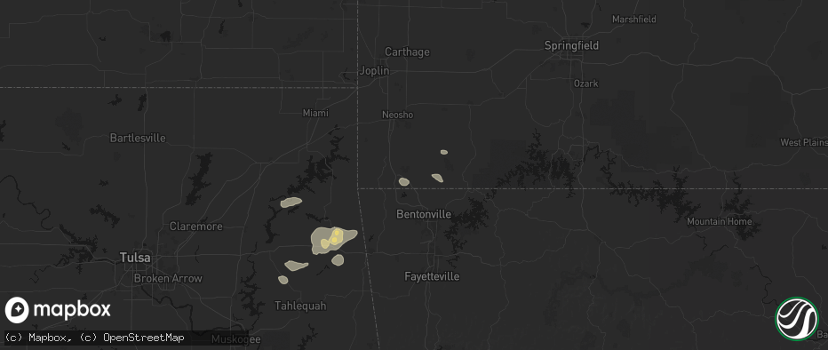 Hail map in Pineville, MO on June 8, 2026