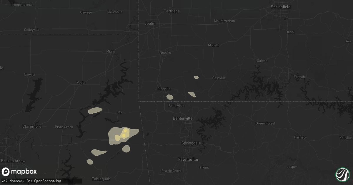 Hail map in Pineville, MO on June 8, 2026