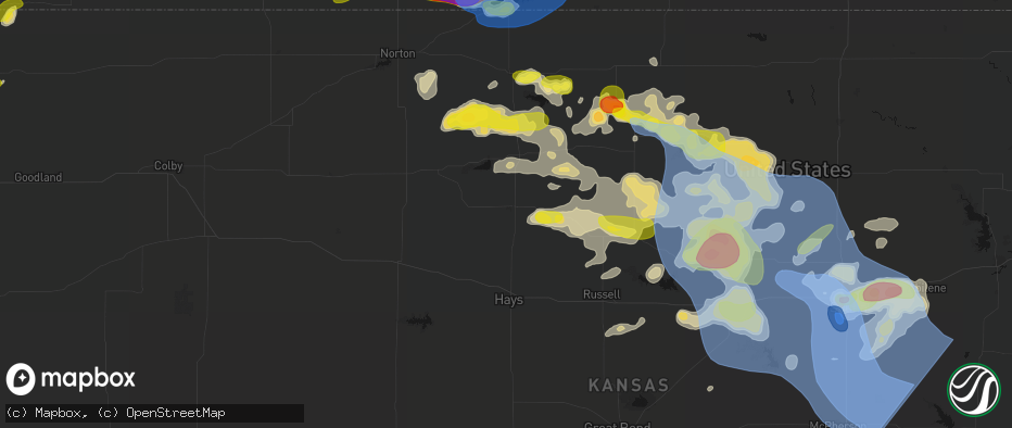 Hail map in Plainville, KS on June 8, 2026