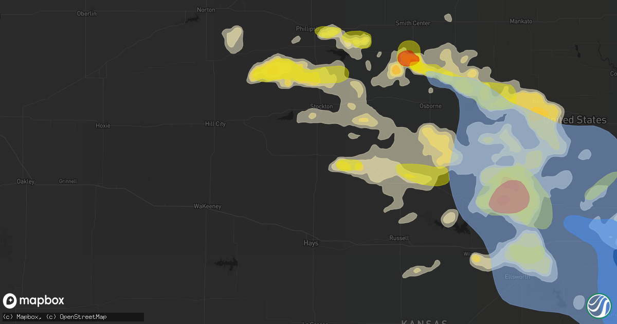 Hail map in Plainville, KS on June 8, 2026