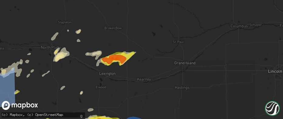 Hail map in Pleasanton, NE on June 8, 2026