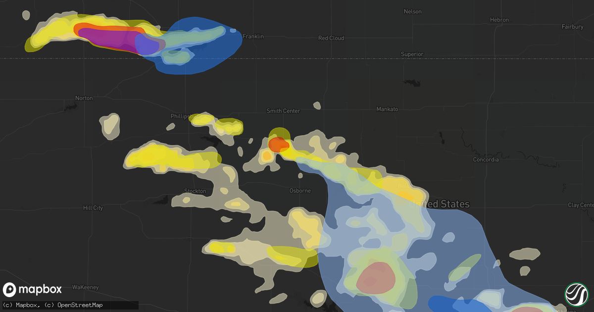 Hail map in Portis, KS on June 8, 2026