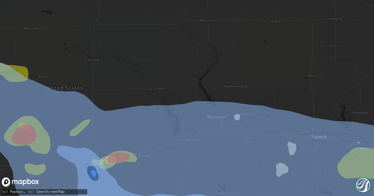 Hail map in Riley, KS on June 8, 2026
