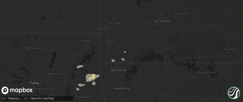 Hail map in Rocky Comfort, MO on June 8, 2026