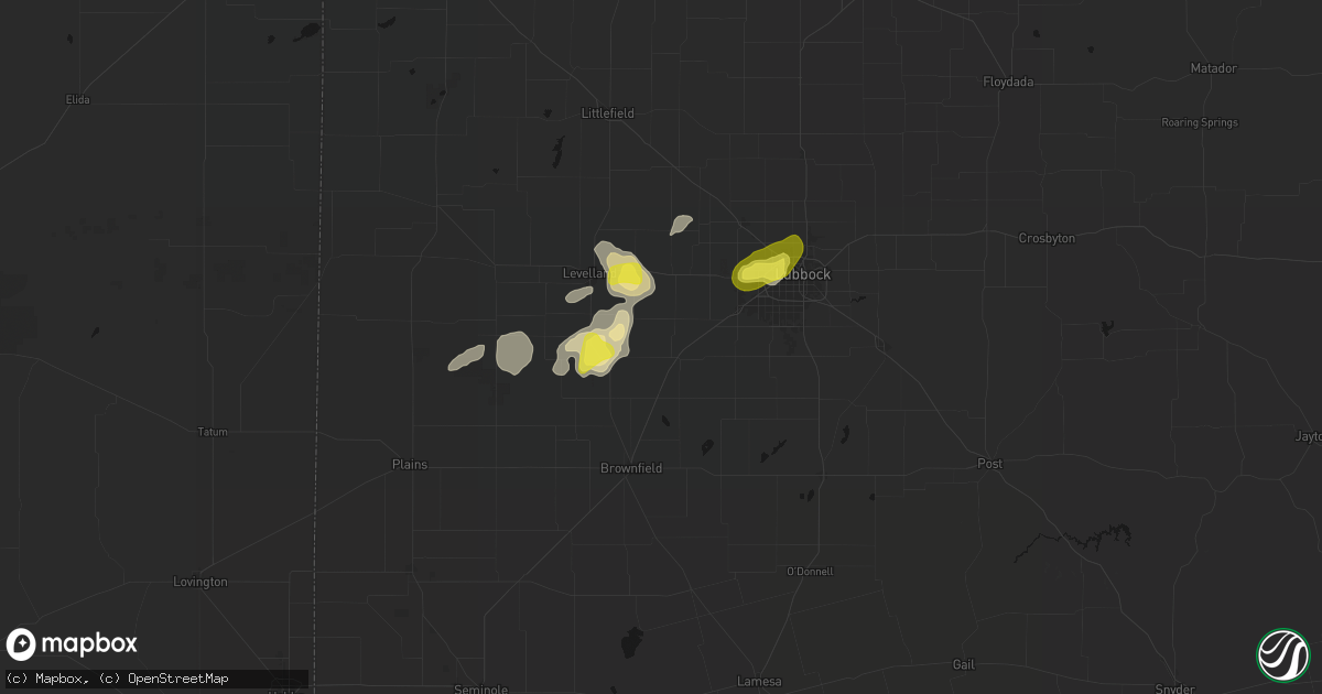 Hail map in Ropesville, TX on June 8, 2026