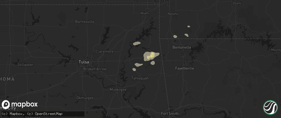 Hail map in Rose, OK on June 8, 2026