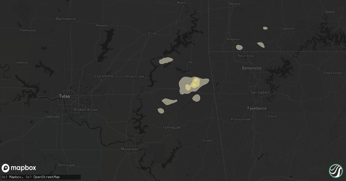 Hail map in Rose, OK on June 8, 2026