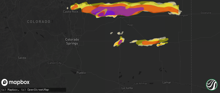 Hail map in Rush, CO on June 8, 2026