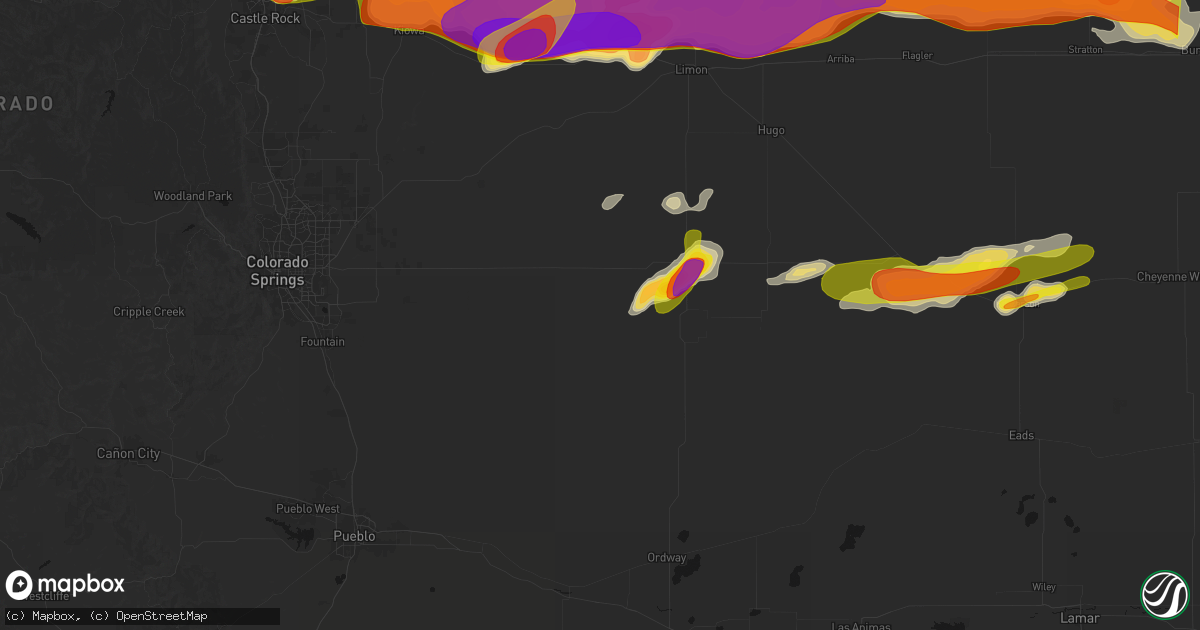 Hail map in Rush, CO on June 8, 2026