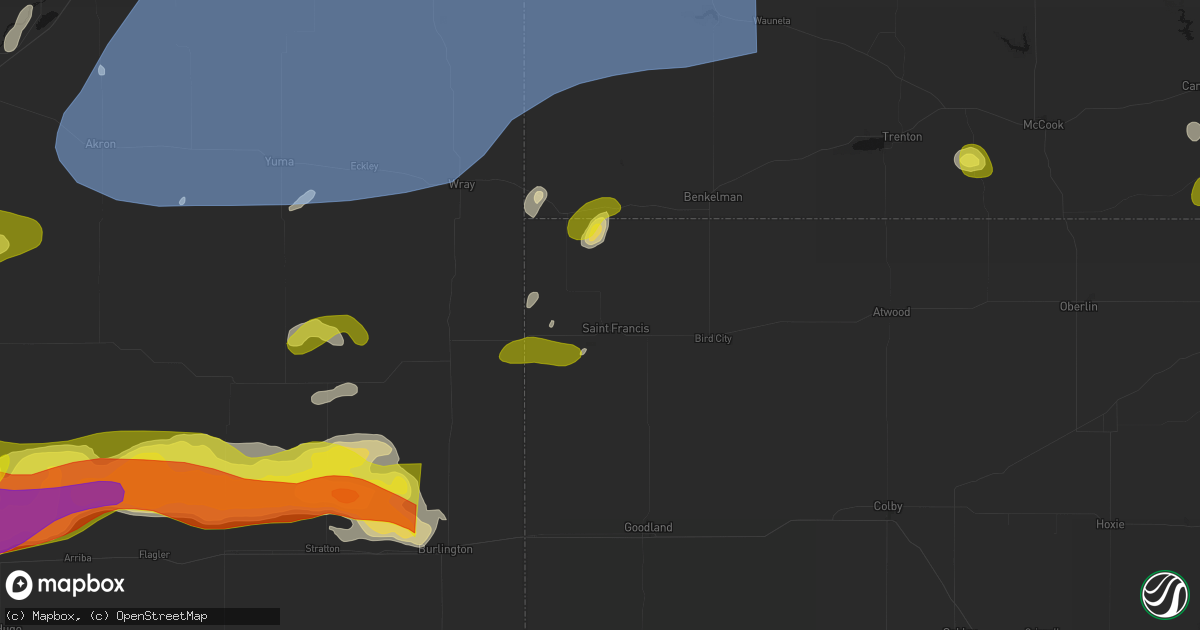 Hail map in Saint Francis, KS on June 8, 2026