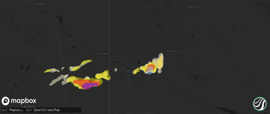 Hail map in Scottsbluff, NE on June 8, 2026