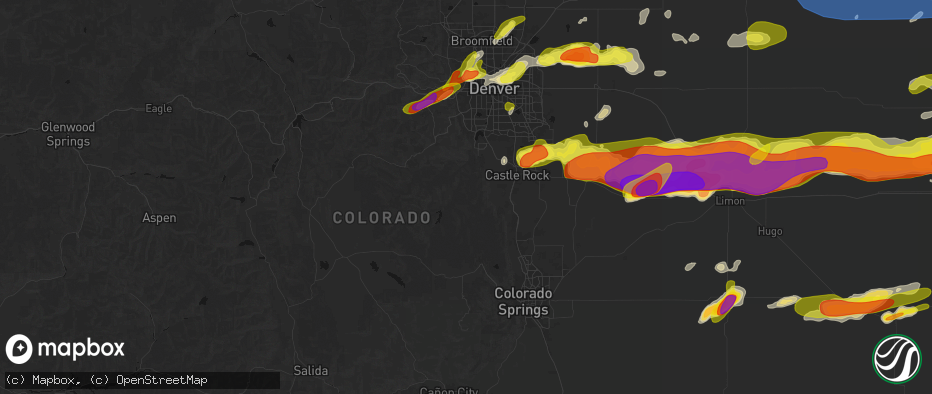 Hail map in Sedalia, CO on June 8, 2026