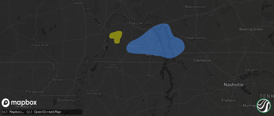 Hail map in Sedalia, KY on June 8, 2026