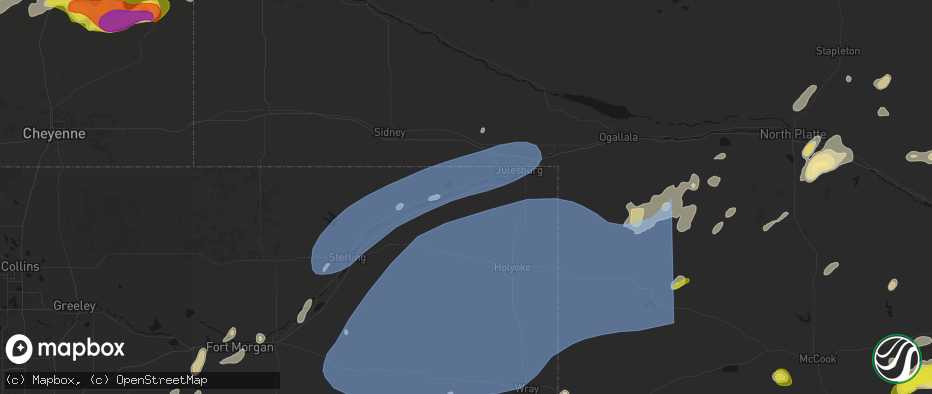 Hail map in Sedgwick, CO on June 8, 2026