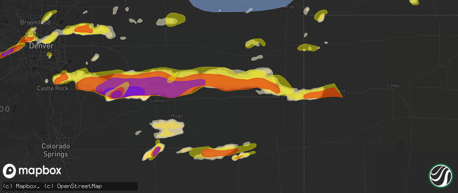 Hail map in Seibert, CO on June 8, 2026