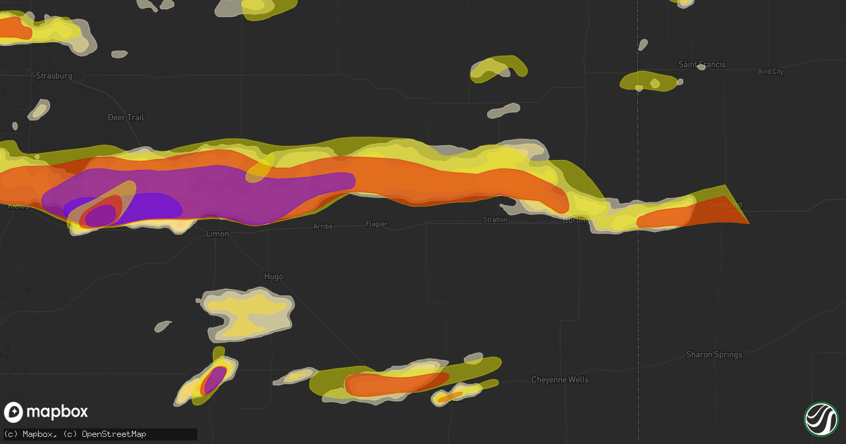 Hail map in Seibert, CO on June 8, 2026