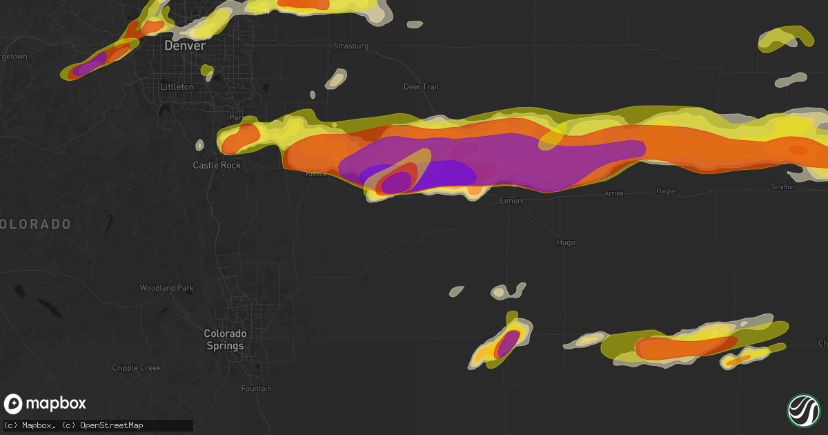Hail map in Simla, CO on June 8, 2026