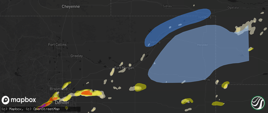 Hail map in Snyder, CO on June 8, 2026
