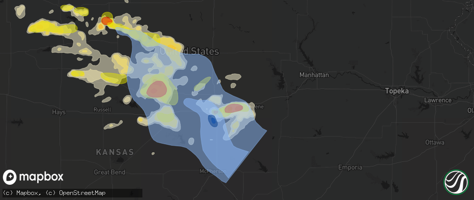 Hail map in Solomon, KS on June 8, 2026