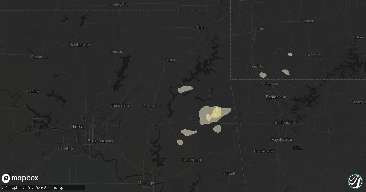 Hail map in Spavinaw, OK on June 8, 2026
