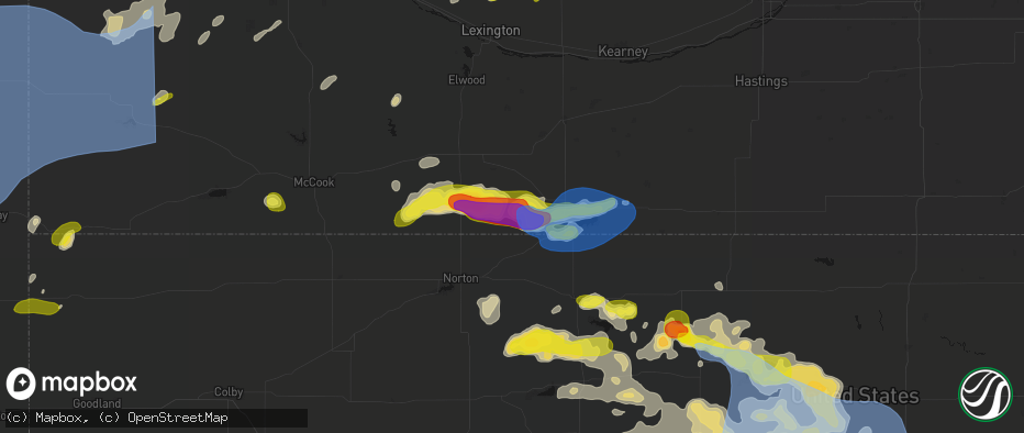Hail map in Stamford, NE on June 8, 2026