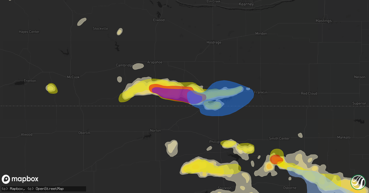 Hail map in Stamford, NE on June 8, 2026