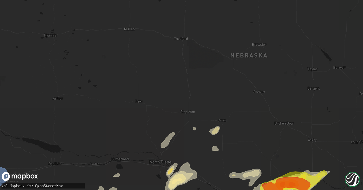 Hail map in Stapleton, NE on June 8, 2026