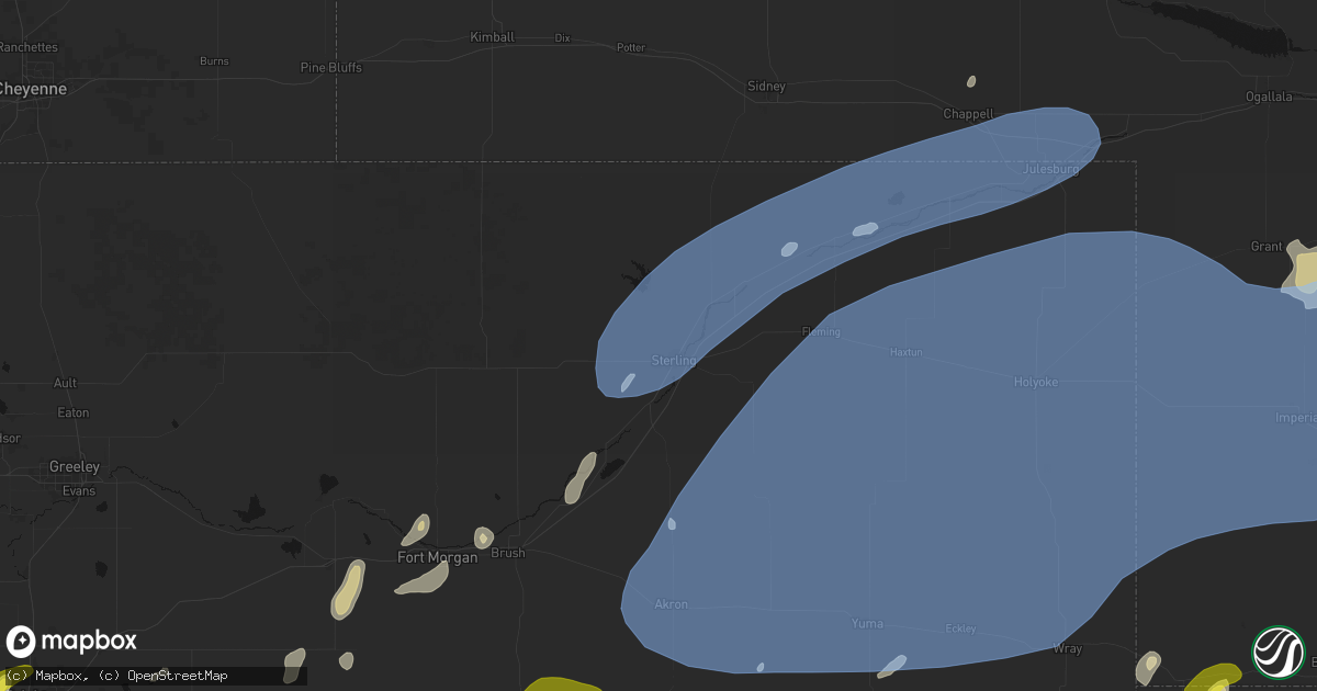 Hail map in Sterling, CO on June 8, 2026