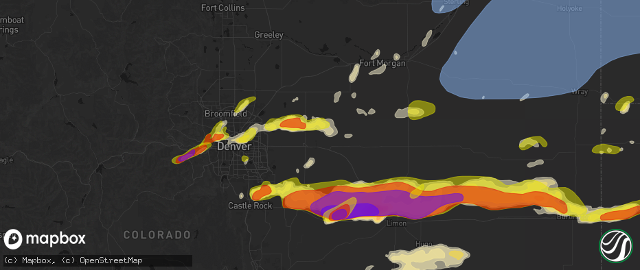 Hail map in Strasburg, CO on June 8, 2026