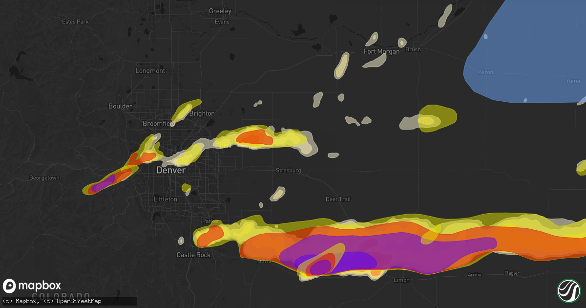 Hail map in Strasburg, CO on June 8, 2026