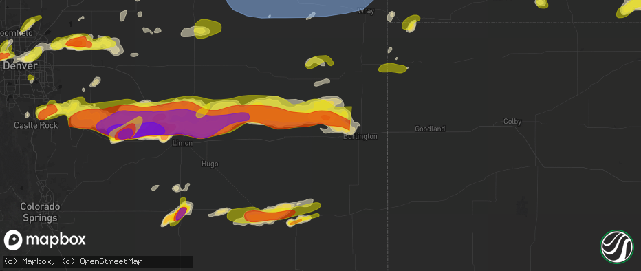Hail map in Stratton, CO on June 8, 2026