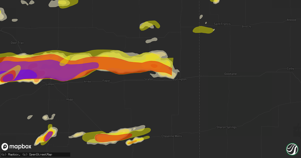 Hail map in Stratton, CO on June 8, 2026