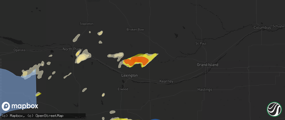 Hail map in Sumner, NE on June 8, 2026