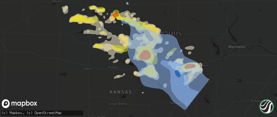 Hail map in Sylvan Grove, KS on June 8, 2026