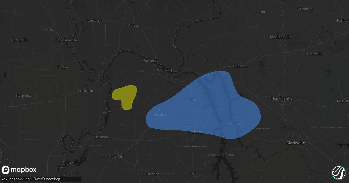 Hail map in Symsonia, KY on June 8, 2026
