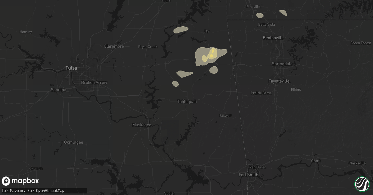 Hail map in Tahlequah, OK on June 8, 2026
