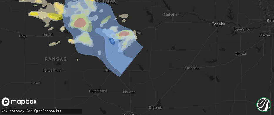 Hail map in Tampa, KS on June 8, 2026
