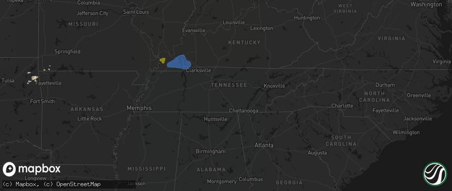 Hail map in Tennessee on June 8, 2026