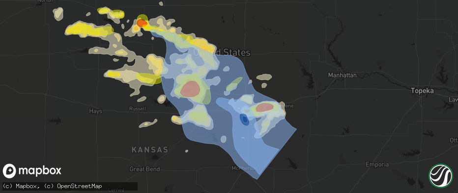 Hail map in Tescott, KS on June 8, 2026