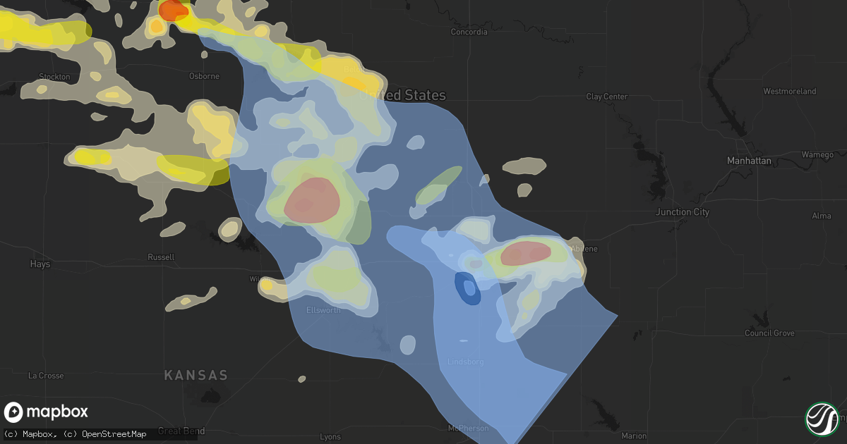 Hail map in Tescott, KS on June 8, 2026
