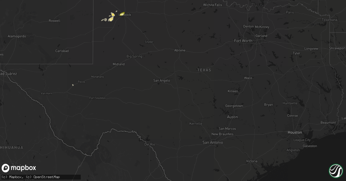 Hail map in Texas on June 8, 2026