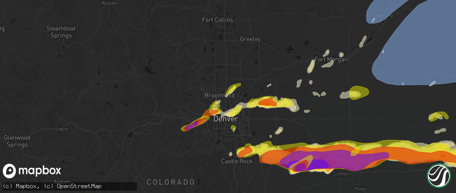 Hail map in Thornton, CO on June 8, 2026