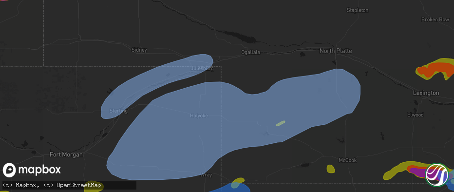 Hail map in Venango, NE on June 8, 2026