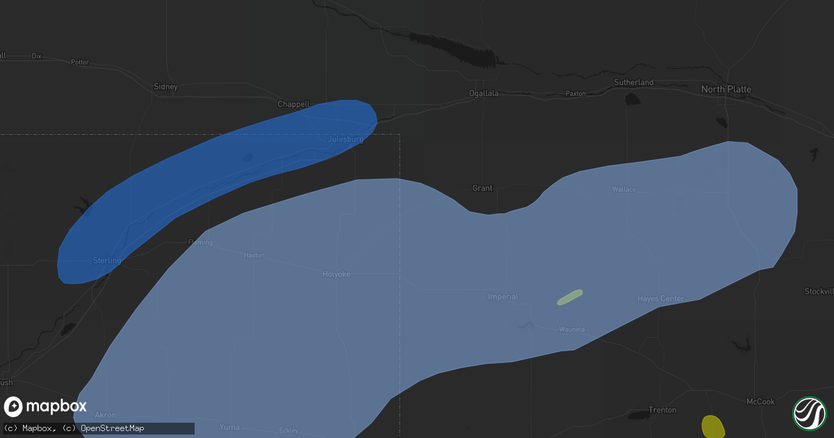 Hail map in Venango, NE on June 8, 2026
